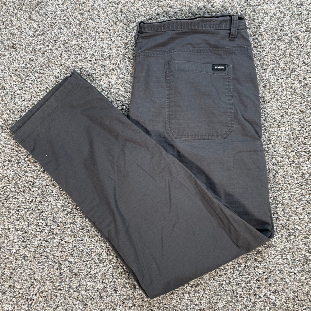 Prana Standard Fit Men's 38x30 Cargo Pants Zion Charcoal Grey Ripstop